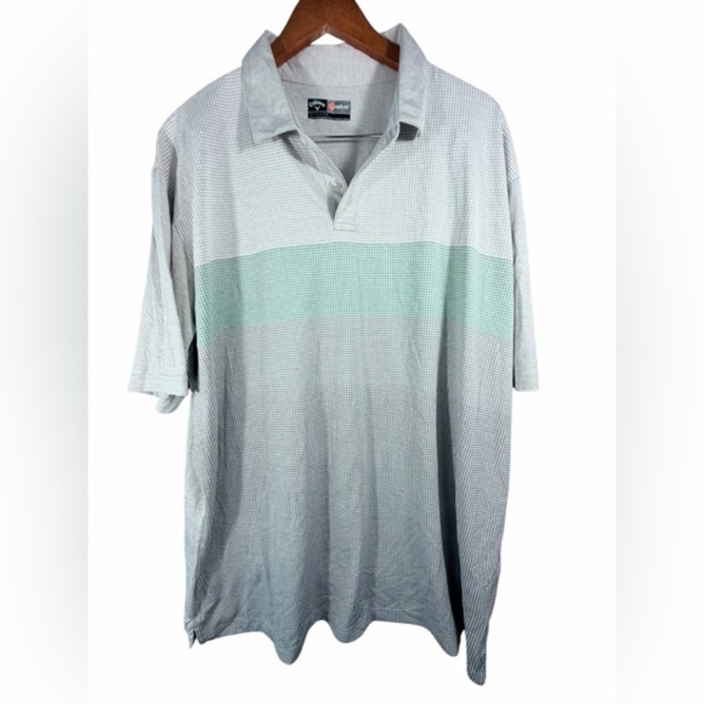 Callaway Opti-Dri Performance Golf Polo Shirt XXL Gray Mint Stripe
